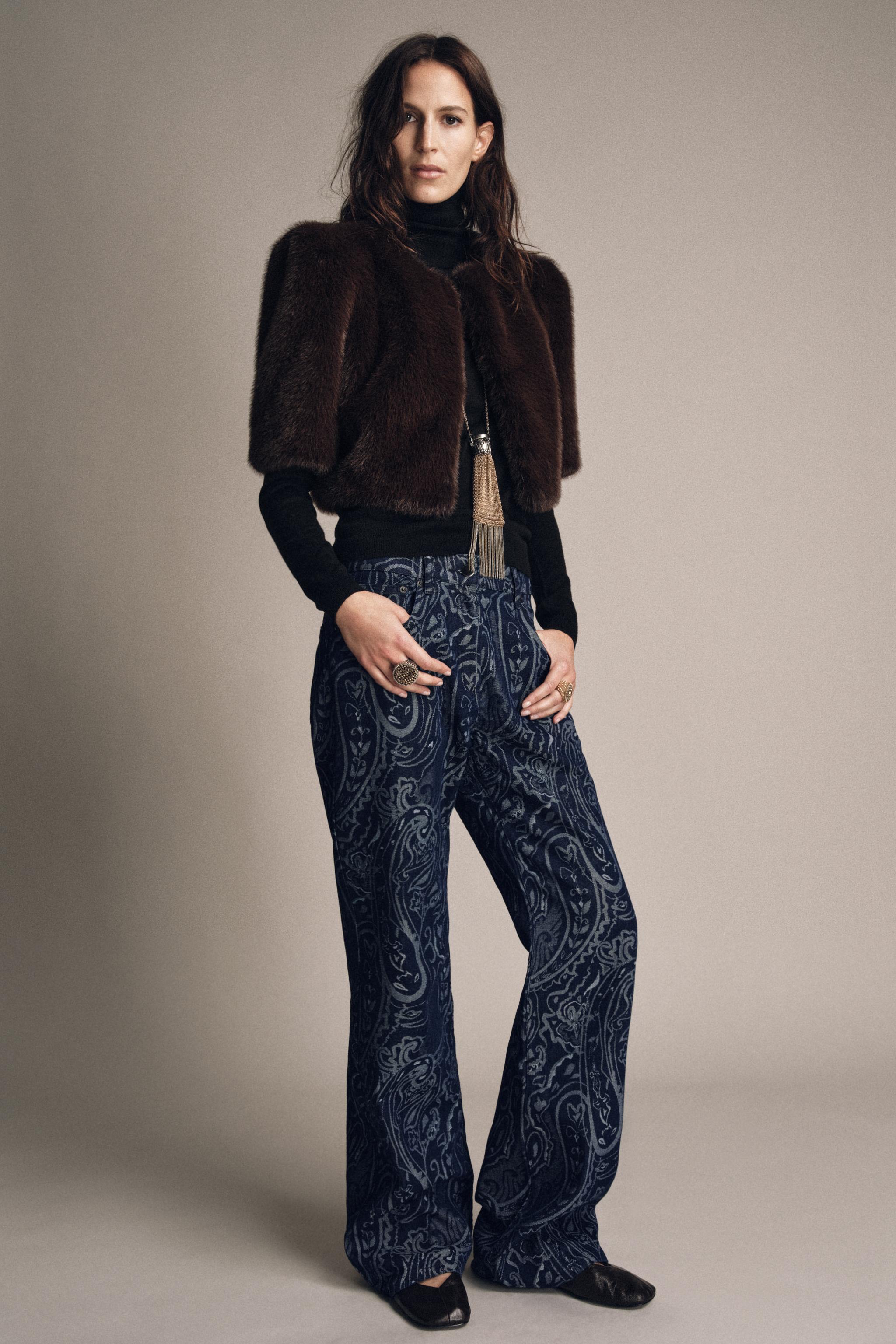 JACQUARD DENIM PANTS ZW COLLECTION
