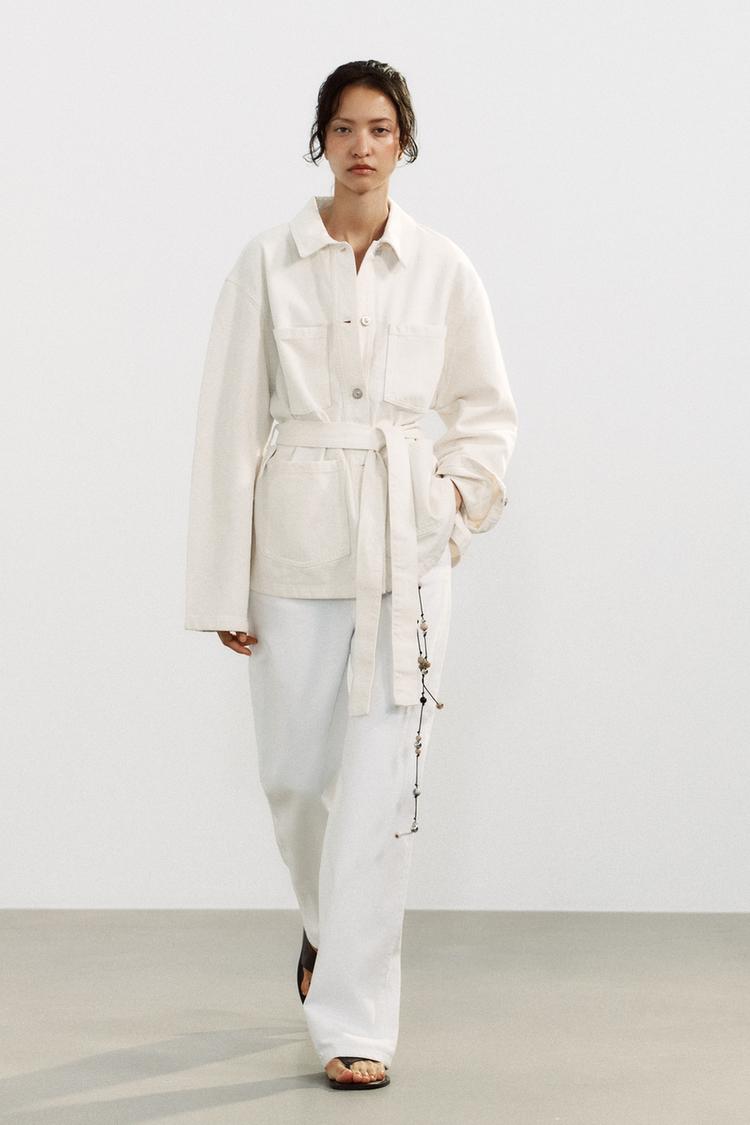 Zara Italia Giacca Jeans Zara Con Frange Zara Giacca Bianca