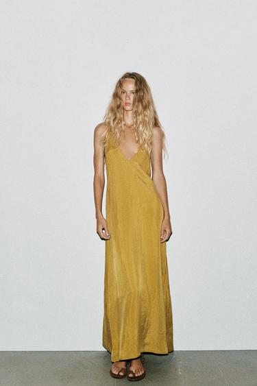 Zara LEPRŠAVA MIDI HALJINA – senf