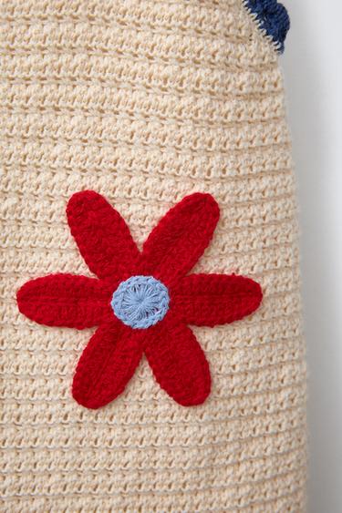 FLORAL KNIT DRESS - Ecru / Red by Zara - Image 3