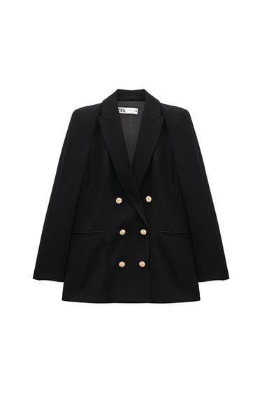 DOUBLE-BREASTED BLAZER WITH SHOULDER PADS