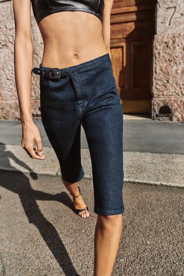Z1975 BELTED CAPRI JEANS - Blue by Zara