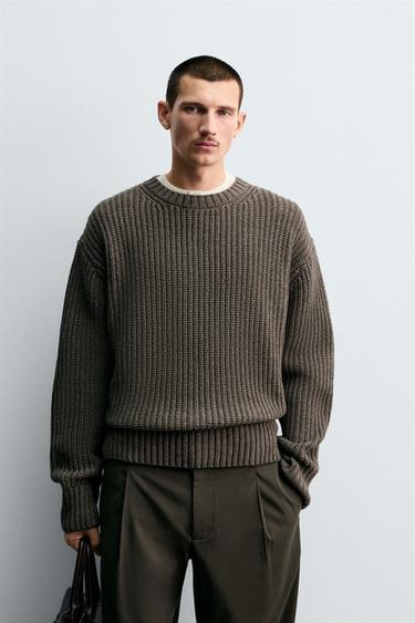 PULLOVER MIT BAUMWOLL- UND WOLLSTRUKTUR - Nerzfarben Vigoré von Zara