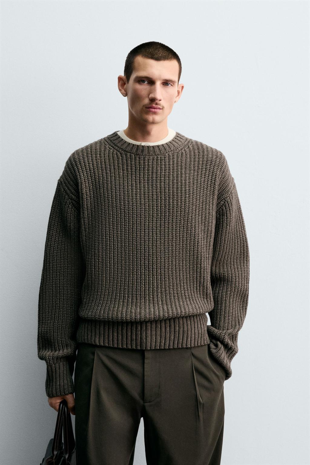 COTTON-WOOL TEXTURED SWEATER