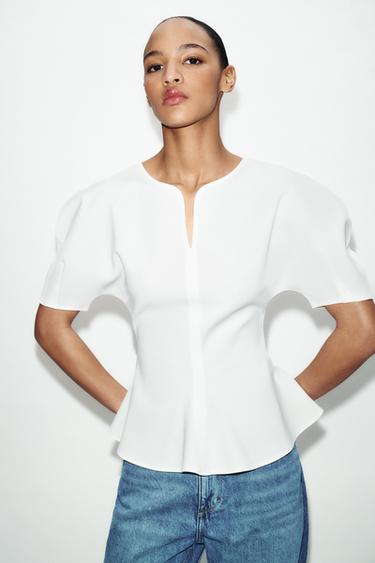 Zara MAJICA PEPLUM SOFT – Bela