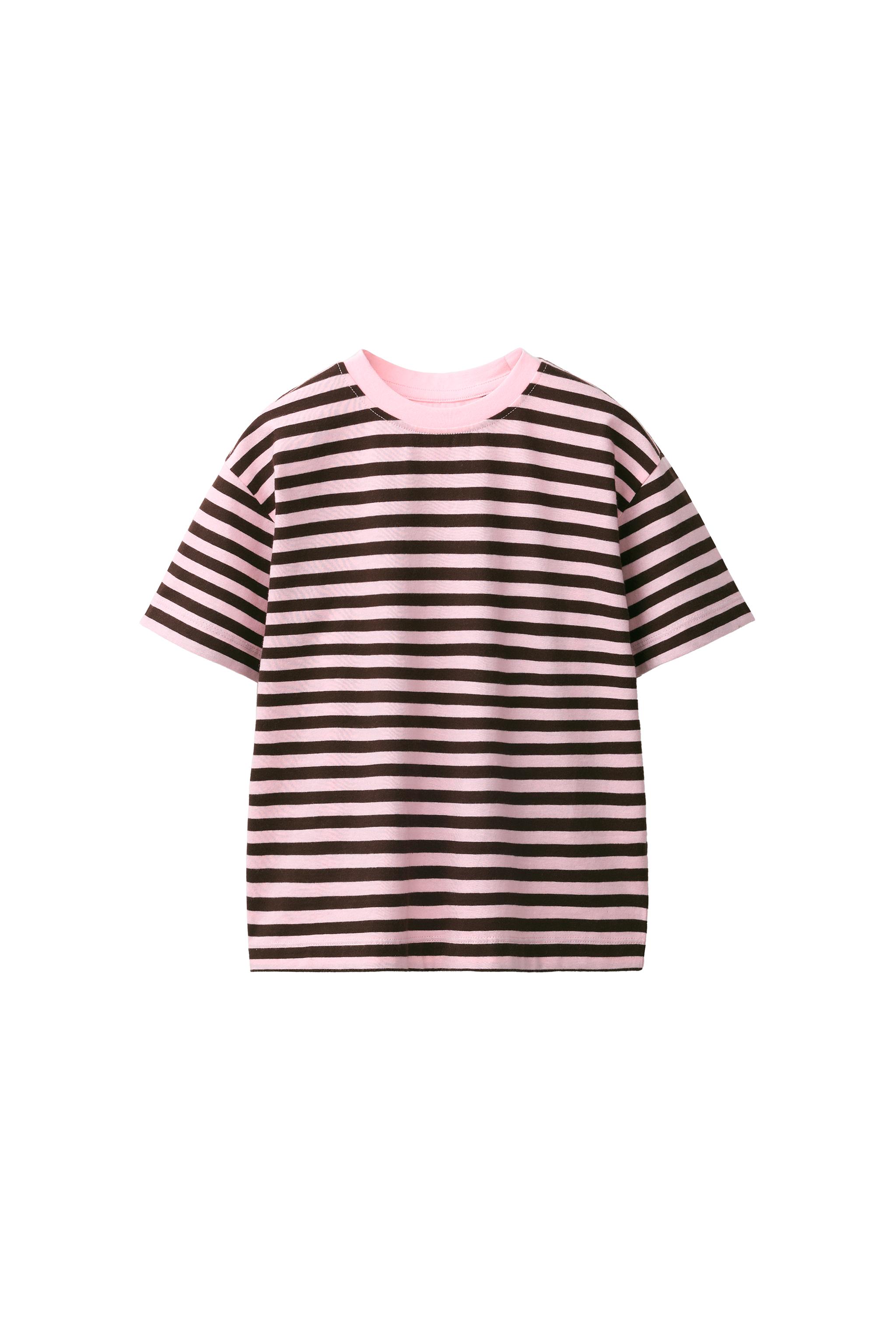 ストライプ柄プリントTシャツ - ピンク | ZARA Japan / 日本