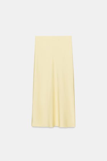 SATIN MIDI SKIRT - Pastel yellow by Zara