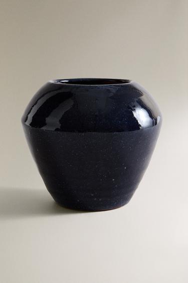 ENAMELLED TERRACOTTA VASE - Blue by Zara