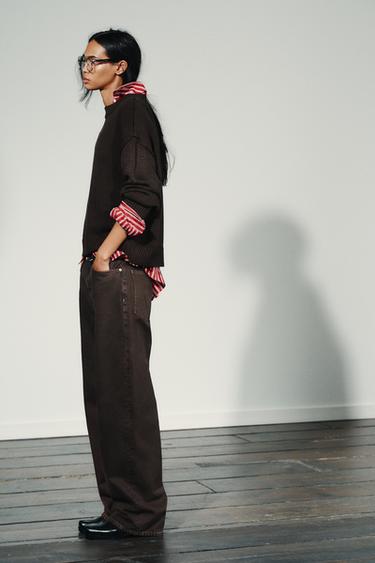 TRF STRAIGHT HIGH-WAIST JEANS - Brown by Zara - Image 3