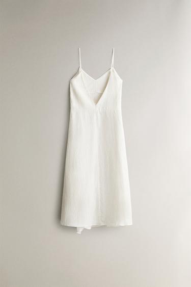 ASYMMETRIC LINEN BEACH DRESS - Ecru by Zara