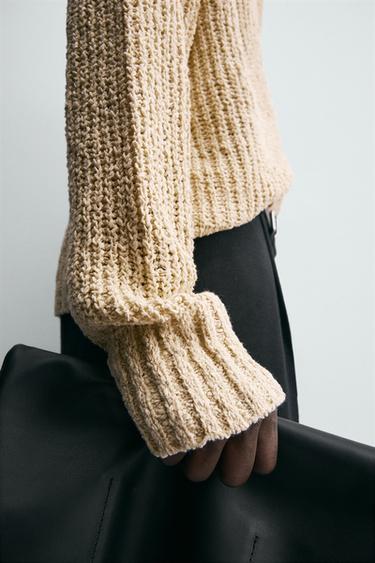 TEXTURED KNIT CARDIGAN - Ecru by Zara
