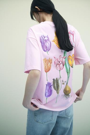 EMANUEL SWEERT FLORAL PRINT T-SHIRT - Pink by Zara
