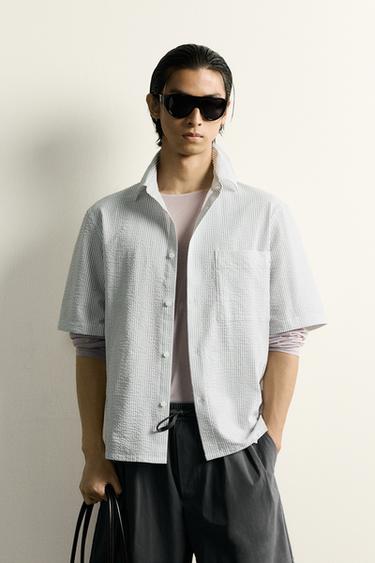 RELAXED FIT SEERSUCKER SHIRT - Stripes by Zara