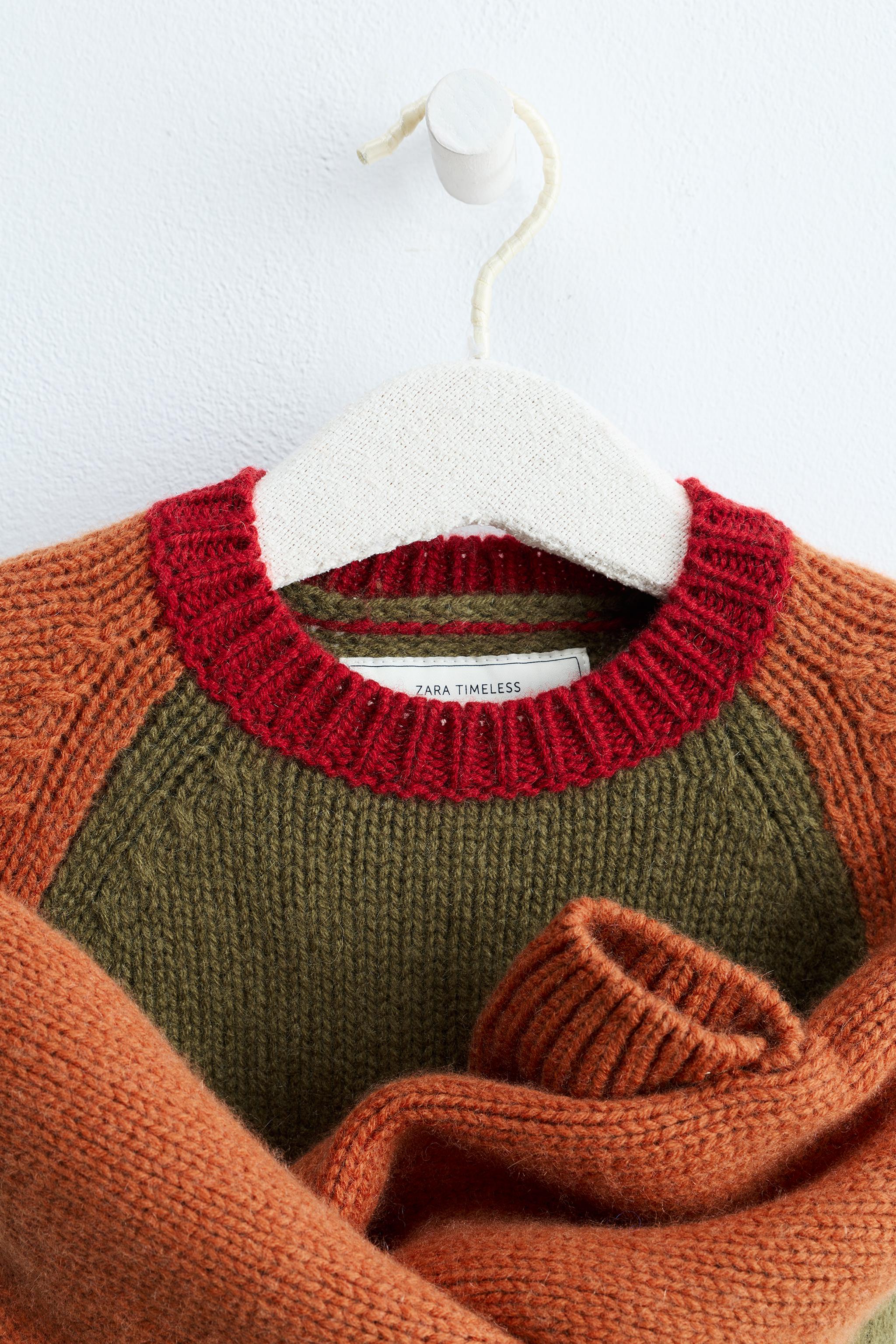 ZARA TIMELESS - PULL EN MAILLE COLORBLOCK AVEC LAINE ET CACHEMIRE