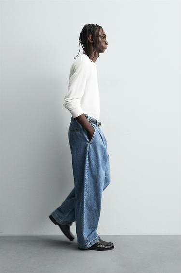 JEAN COUPE AMPLE À PLIS - Bleu clair de Zara - Image 5