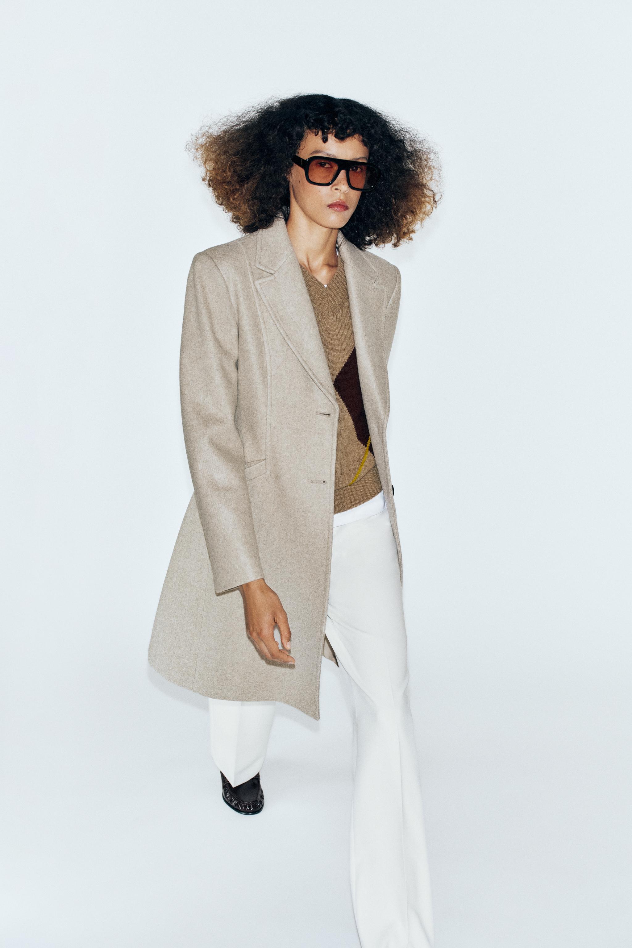 SOFT ショルダーパッドコート - ベージュ | ZARA Japan / 日本