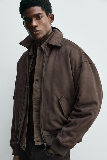 BLOUSON MATELASSÉ EFFET DAIM - Marron de Zara - Image 5