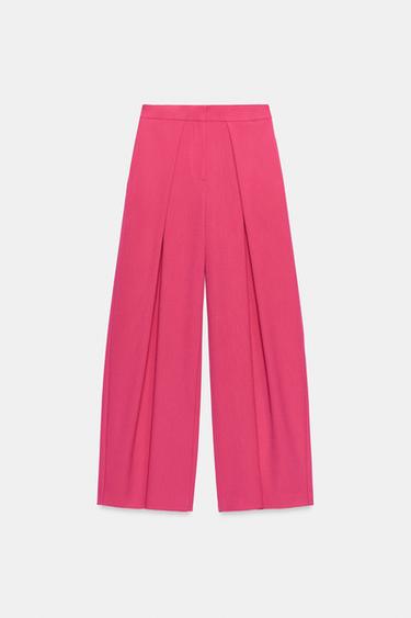 PLEATED WIDE-LEG TROUSERS - Fuchsia by Zara - Image 4