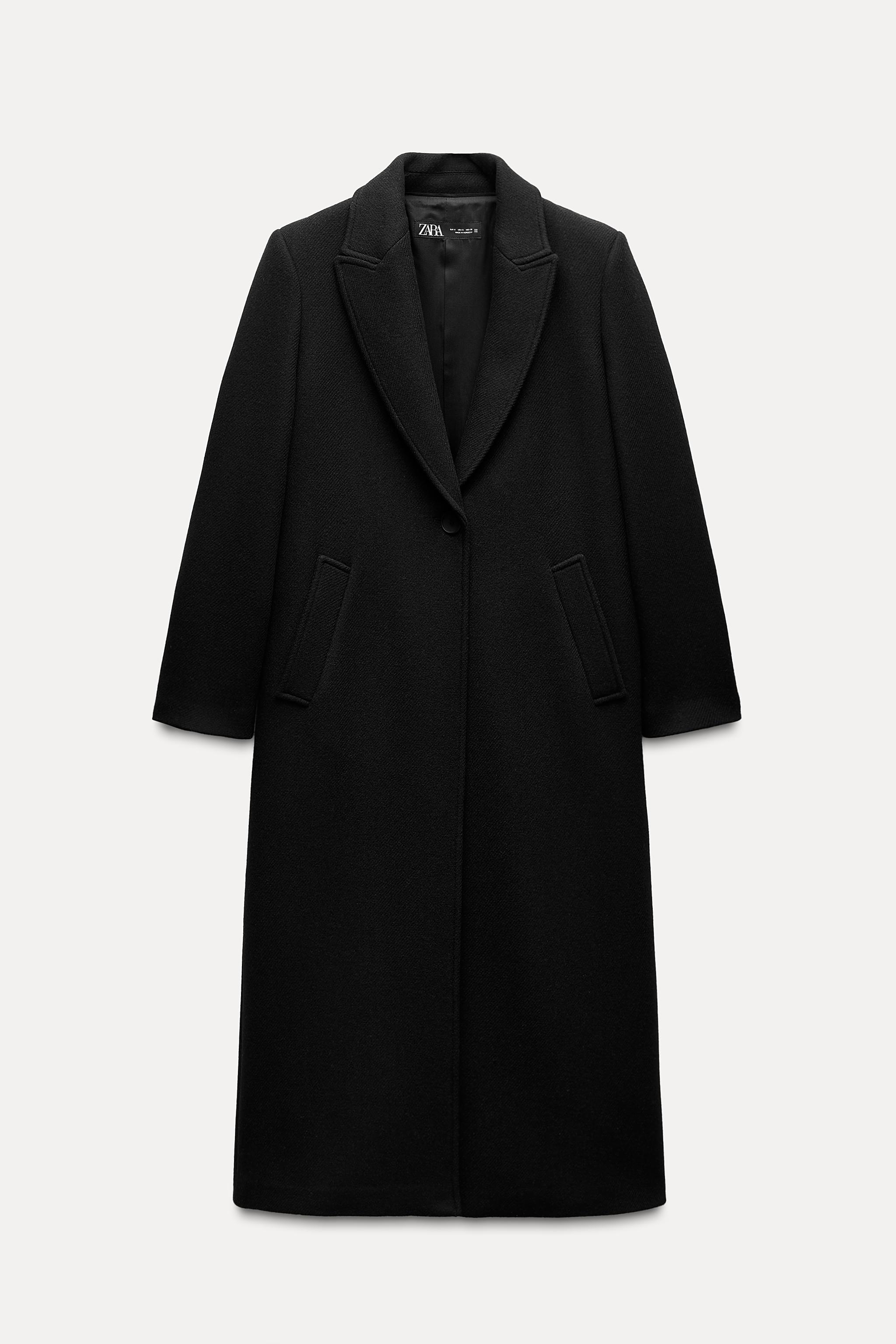 Zara Manteco black wool offers coat