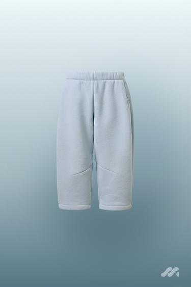PANTALON BAGGY AVEC DOUBLURE POLAIRE ET LOGO - Bleu de Zara