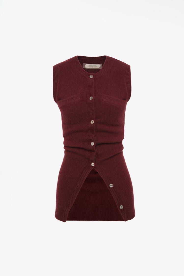LIMITED EDITION 100% CASHMERE KNIT VEST — Burgundy
