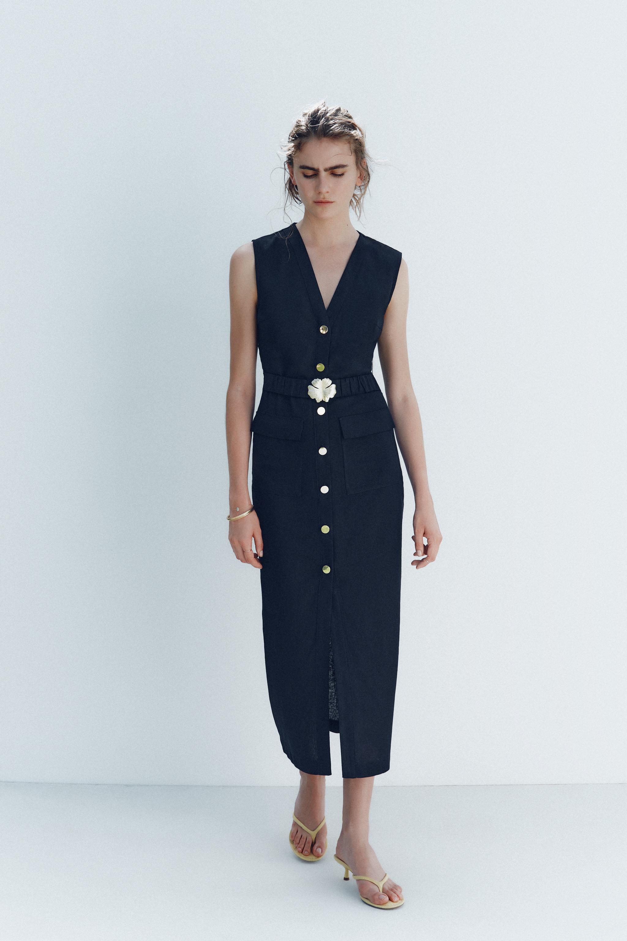ROBE MIDI CEINTURE AVEC LIN