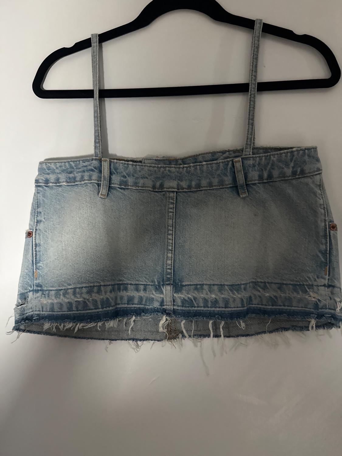 TRF SKIRT STYLE DENIM CROP TOP - Image 3