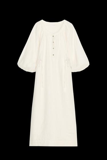 Zara 100% LINEN TUNIC DRESS ZW COLLECTION - Ecru - Image 0