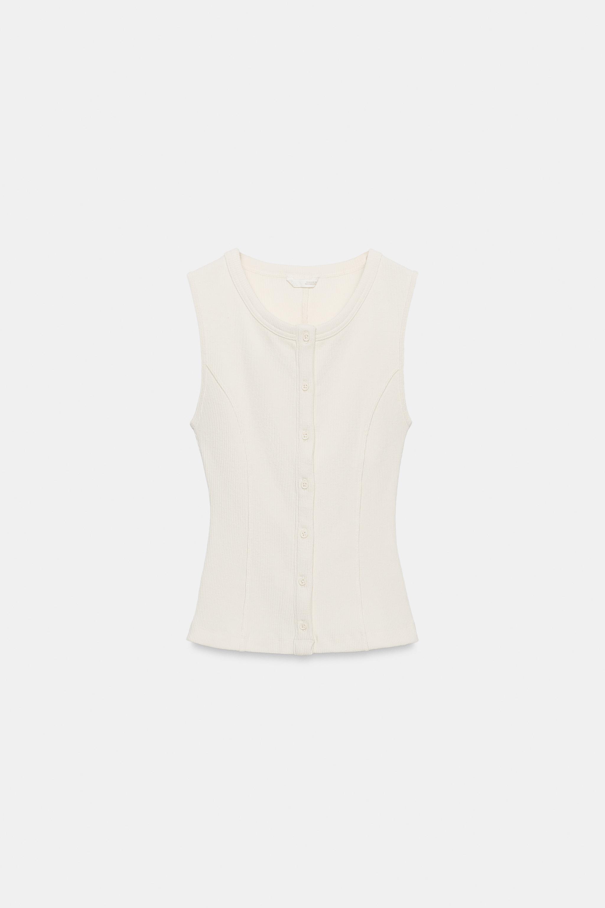 Женские жилеты Zara RIBBED BUTTON-UP VEST — фото 5
