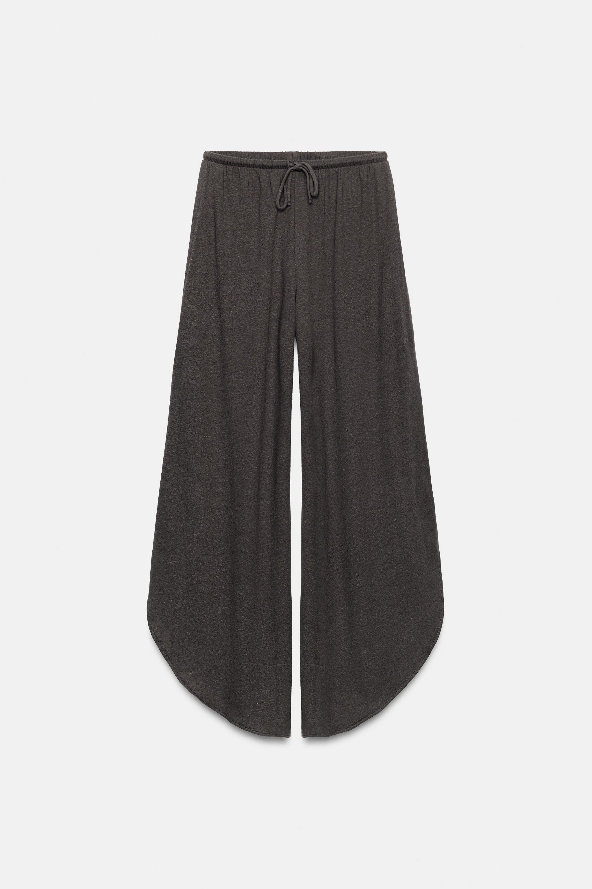LINEN BLEND SLIT PANTS