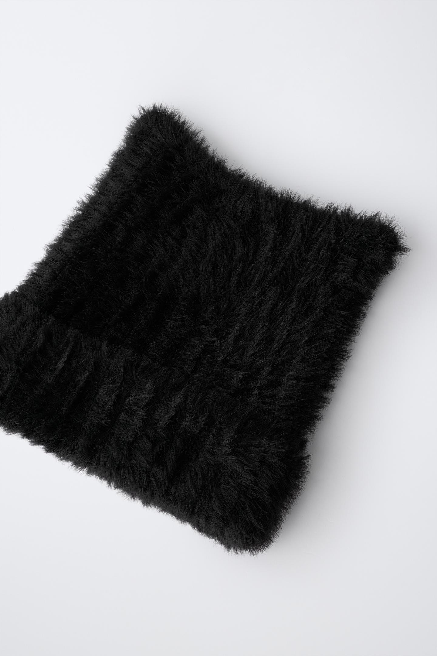 Детская шапка Zara Faux Fur Ears, цвет: Чёрный — фото 3
