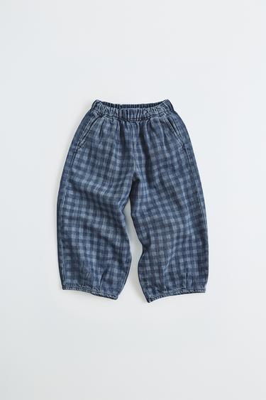 CHECKED SAROUEL TROUSERS — Mid-blue 1