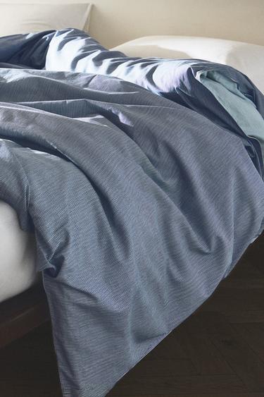 REVERSIBLE STRIPED DUVET COVER - Blue by Zara