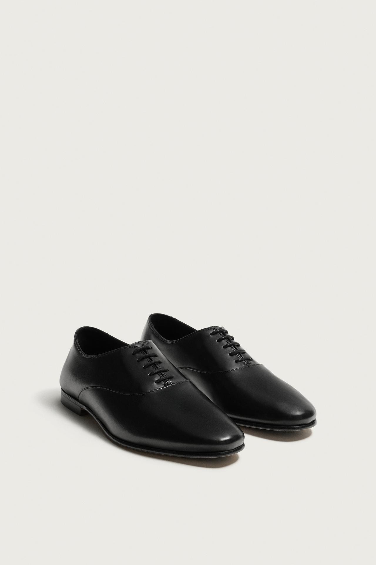 LEATHER DRESS SHOES — Black