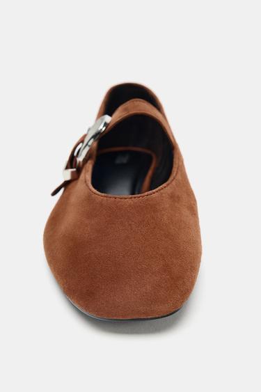 BUCKLE SUEDE BALLERINA SHOES - Brick by Zara - Image 4