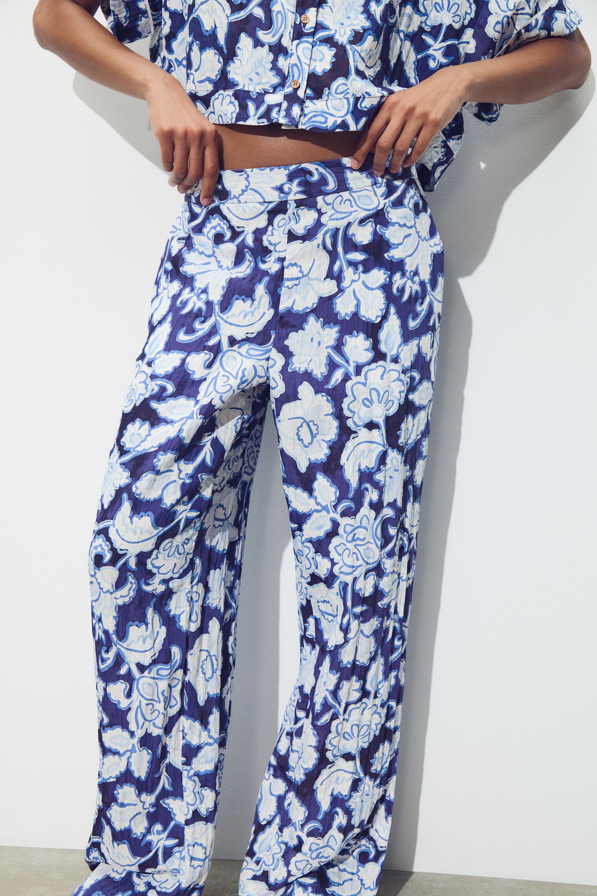 FLORAL PRINT PANTS - Blue / White | ZARA United States