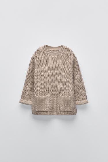 KNIT SWEATER WITH POCKETS - Sand by Zara - Image 0