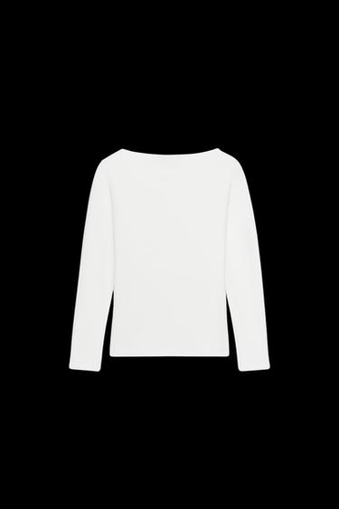 Zara VOLUMINOUS FLOWER T-SHIRT - White