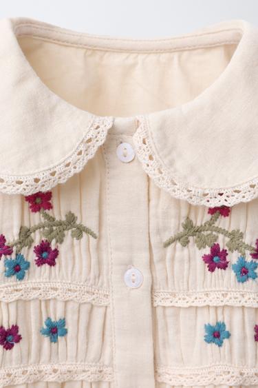EMBROIDERED FLORAL DRESS - Beige by Zara - Image 2