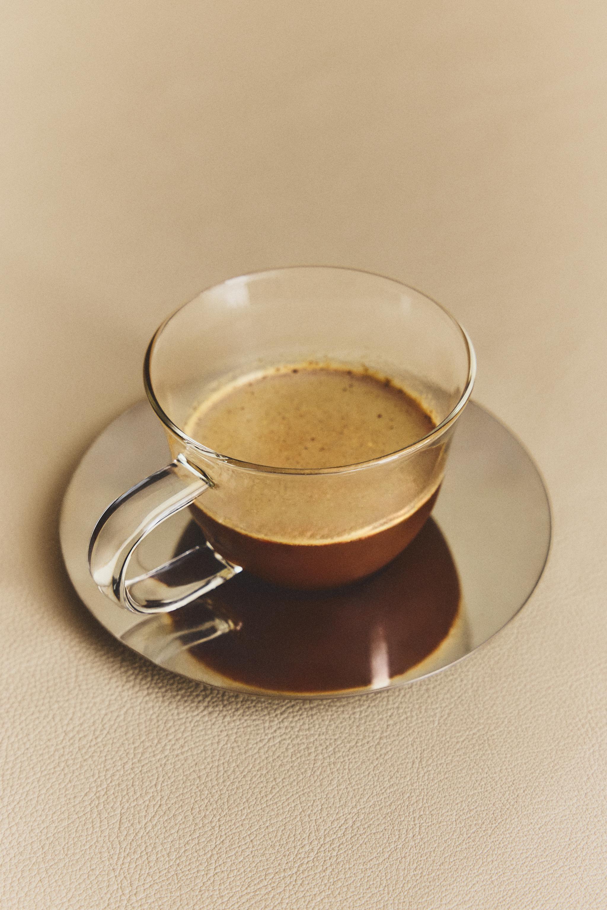 BOROSILICATE GLASS MUG AND SAUCER