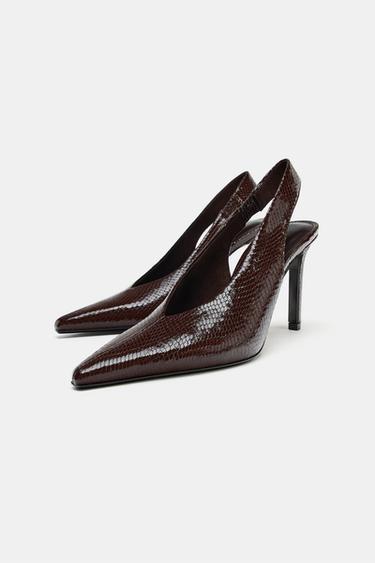 EMBOSSED ANIMAL PRINT HIGH-HEEL SHOES - Burgundy Red by Zara - Image 2