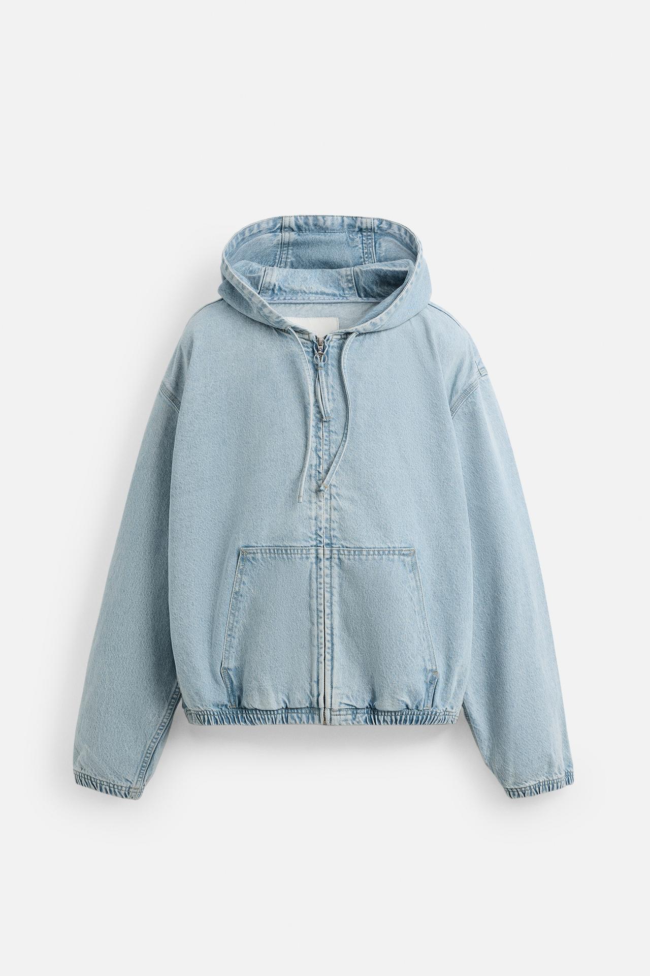 HOODED DENIM JACKET - Light blue by Zara
