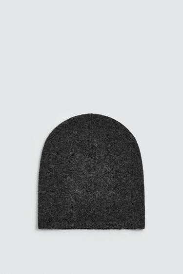 100% CASHMERE KNIT BEANIE - Grey marl by Zara