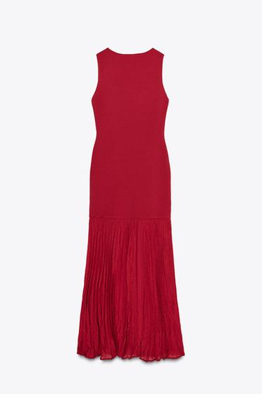 LONG COMBINED KNIT DRESS - Mid-red by Zara - Image 5