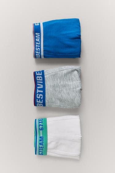 AGES 6-14 / THREE-PACK OF SLOGAN BOXERS - White by Zara