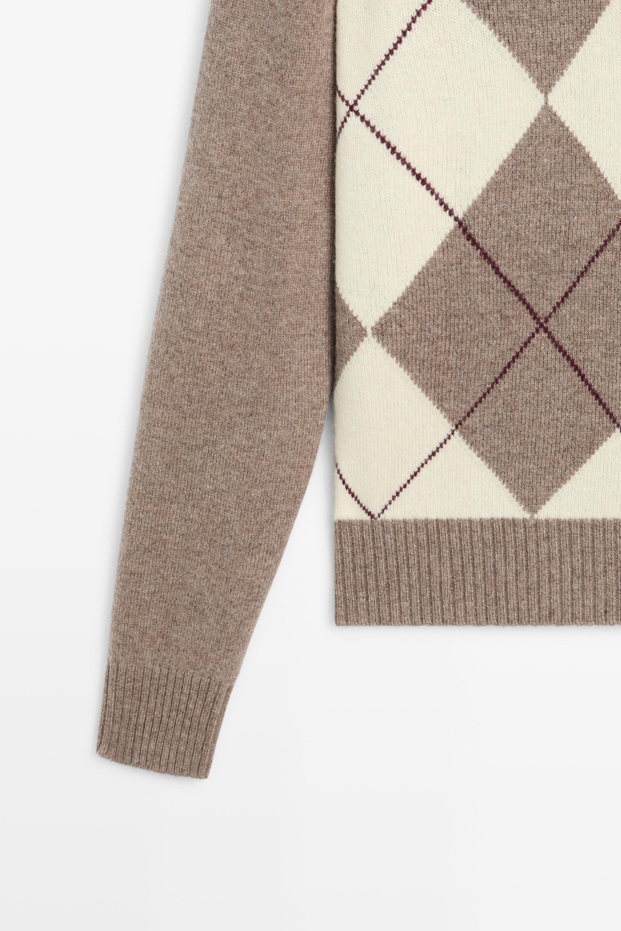 Diamond knit polo sweater
