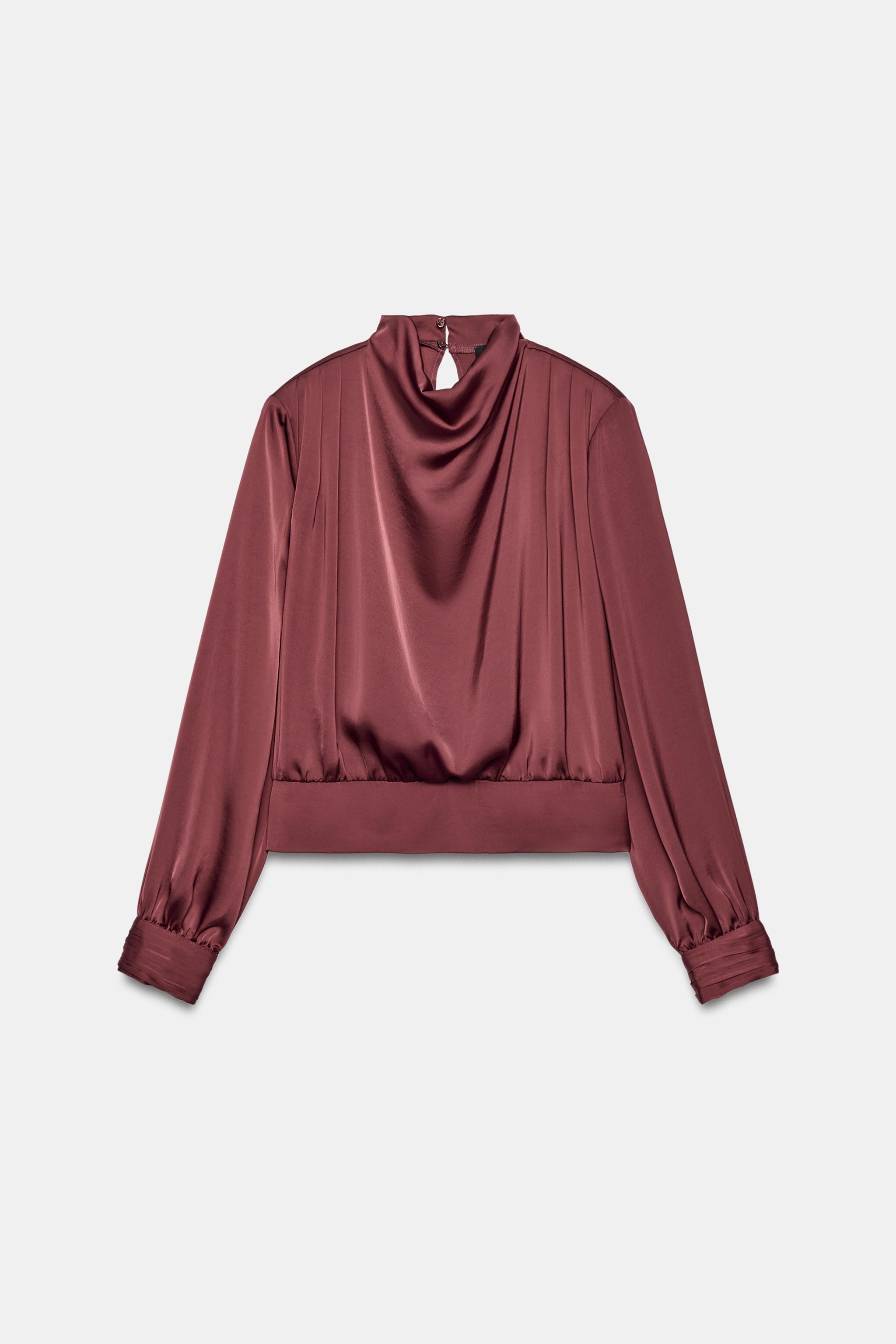 SATIN BLOUSE WITH SHOULDER PADS
