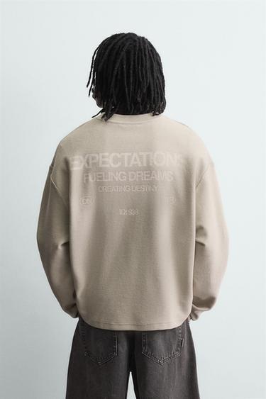 TEXTURED PRINT SWEATSHIRT - Sand by Zara