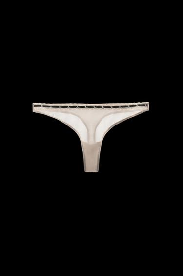 Zara CONTRAST BOW BRIEFS - Ecru - Image 0