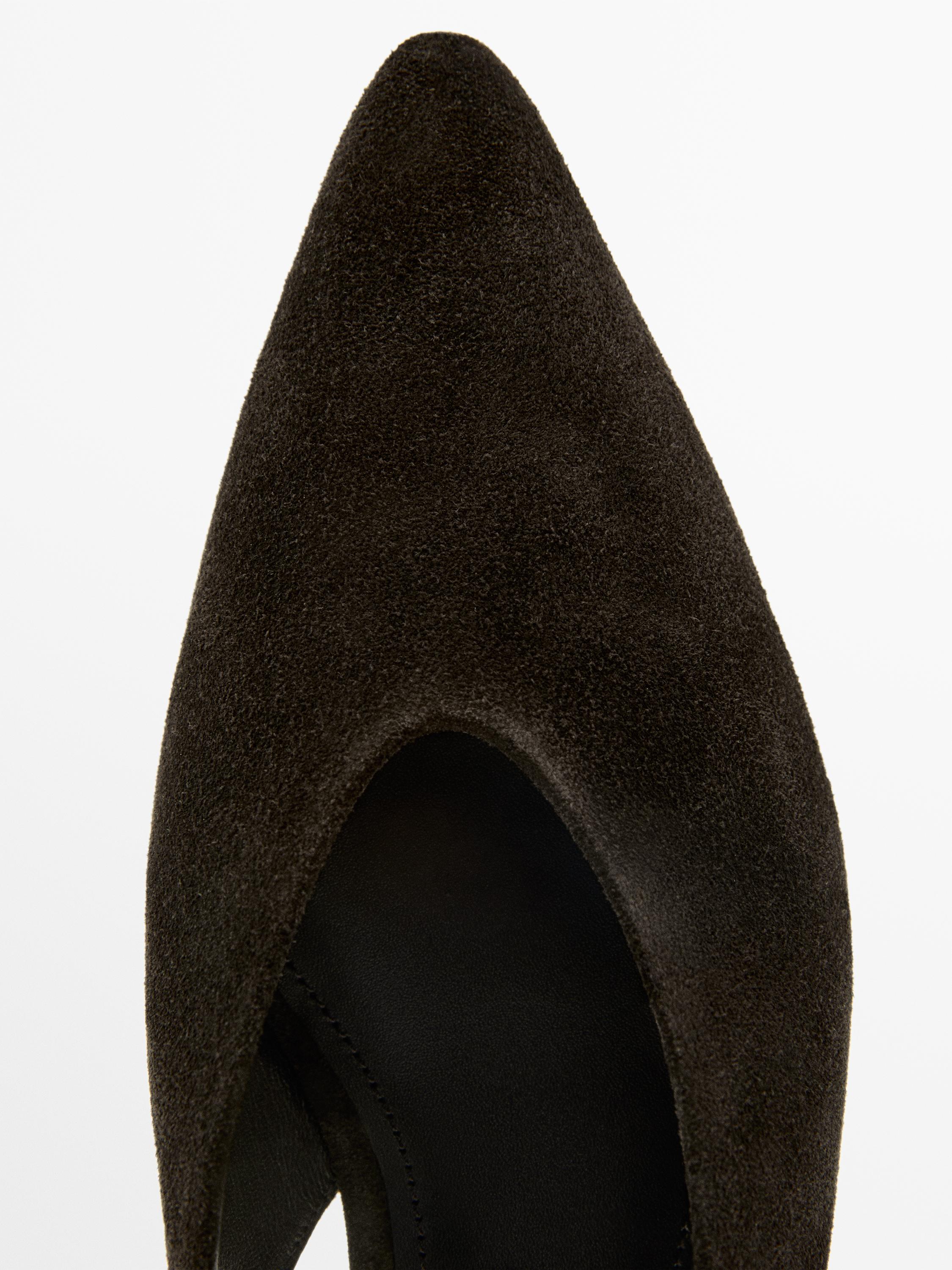 Split suede leather slingback shoes